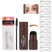 BEUKING Eyebrow Stamp Stencil Kit, One Step Eyebrow Shaping Kit, Hairline Shadow Powder Stick,10 Reusable Eyebrow Stencils, Brow Trio Eye Brow Kit